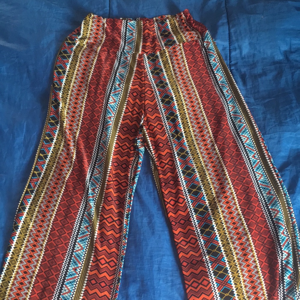 Colorful pants.